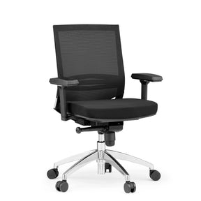 Profi-Bürostuhl PORTO PRO in Schwarz mit Netzrückenlehne und glänzendem Fußkreuz von hjh OFFICE
