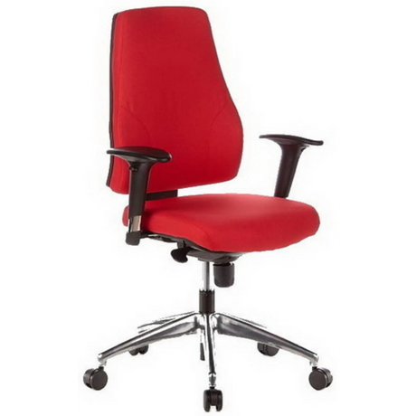 Roter Profi-Bürostuhl PRO-TEC 200 mit schwarzen Armlehnen und glänzendem Fußkreuz von hjh OFFICE