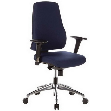 Profi-Bürostuhl PRO-TEC 200 mit dunkelblauem Bezug, Armlehnen und Sternfuß aus Metall von hjh OFFICE