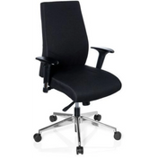 Profi-Bürostuhl PRO-TEC 250 in Schwarz mit Armlehnen und silbernem Sternfuß auf Rollen von hjh OFFICE