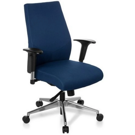 Profi-Bürostuhl PRO-TEC 250 mit dunkelblauem Stoffbezug und silberfarbenem Fußkreuz von hjh OFFICE