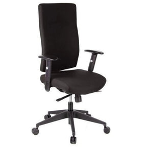 Schwarzer Profi-Bürostuhl PRO-TEC 300 mit hohen Rückenlehne und Armlehnen auf Rollen von hjh OFFICE