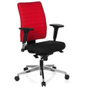 Profi-Bürostuhl PRO-TEC 350 in Schwarz-Rot mit Armlehnen und Aluminium-Fußkreuz von hjh OFFICE