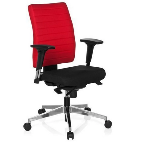 Profi-Bürostuhl PRO-TEC 350 in Schwarz-Rot mit Armlehnen und Aluminium-Fußkreuz von hjh OFFICE