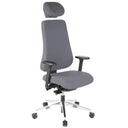 Profi-Bürostuhl PRO-TEC 400 in anthrazitfarbenem Stoffbezug mit Kopfstütze und Armlehnen von hjh OFFICE