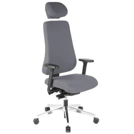 Profi-Bürostuhl PRO-TEC 400 in anthrazitfarbenem Stoffbezug mit Kopfstütze und Armlehnen von hjh OFFICE