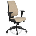 Profi-Bürostuhl PRO-TEC 500 mit beigem Stoffbezug, schwarzen Armlehnen und Rollenkreuz von hjh OFFICE