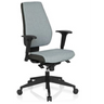 Profi-Bürostuhl PRO-TEC 500 mit grauer Polsterung, schwarzen Armlehnen und Rollenkreuz von hjh OFFICE