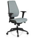 Profi-Bürostuhl PRO-TEC 500 mit grauer Polsterung, schwarzen Armlehnen und Rollenkreuz von hjh OFFICE