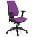 Profi-Bürostuhl PRO-TEC 500 mit lila Stoffbezug, schwarzen Armlehnen und Rollenkreuz von hjh OFFICE