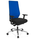Profi-Bürostuhl PRO-TEC 700 in Schwarz und Blau mit Armlehnen und Aluminiumfußkreuz von hjh OFFICE