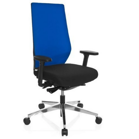 Profi-Bürostuhl PRO-TEC 700 in Schwarz und Blau mit Armlehnen und Aluminiumfußkreuz von hjh OFFICE