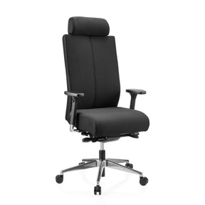 Profi-Bürostuhl PRO-TEC XXL mit schwarzem Stoffbezug, Kopfstütze und Armlehnen von hjh OFFICE