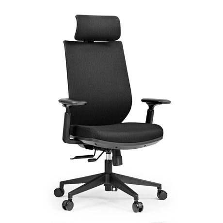 Schwarzer Profi-Bürostuhl Profondo F mit Stoffbezug, Kopfstütze und Armlehnen von hjh OFFICE