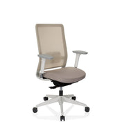 Profi-Bürostuhl PURE WHITE in Beige mit Netzrückenlehne und weißem Fußkreuz von hjh OFFICE