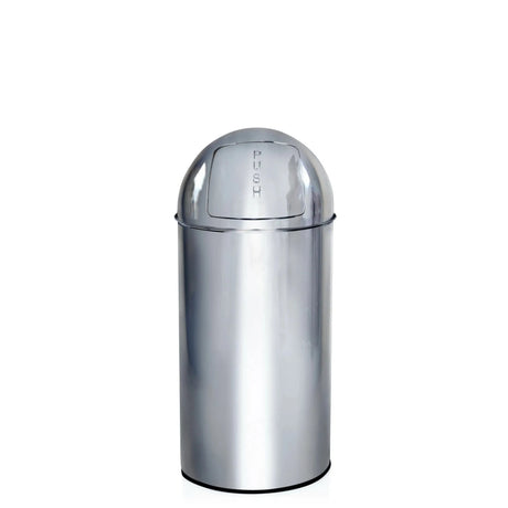 Mülleimer PUSH 35L aus glänzendem Chrom mit Push-Deckel von hjh OFFICE