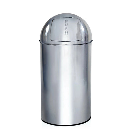 Mülleimer PUSH 50L aus glänzendem Chrom mit Push-Deckel von hjh OFFICE