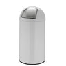 Weißer Mülleimer PUSH 50L mit glänzender Oberfläche und silberfarbenem Push-Deckel von hjh OFFICE