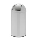 Weißer Mülleimer PUSH 50L mit glänzender Oberfläche und silberfarbenem Push-Deckel von hjh OFFICE