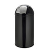 Schwarzer Mülleimer PUSH 50L mit glänzender Oberfläche und silbernem Druckdeckel von hjh OFFICE