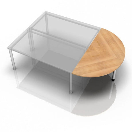 Ansatztisch QA60 / QA80 / QA160 mit einer Tischplatte in Nussbaum-Optik und silbernen Beinen von hjh OFFICE PRO