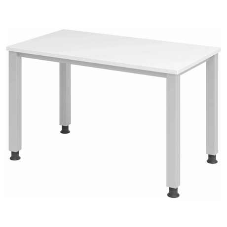 Höhenverstellbarer Schreibtisch QUEO 612 S in Weiß und Silber mit vier Beinen von hjh OFFICE PRO