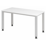 Höhenverstellbarer Schreibtisch QUEO 614 S in Weiß und Silber mit vier quadratischen Beinen von hjh OFFICE PRO