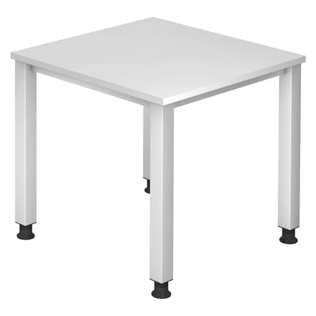 Höhenverstellbarer Schreibtisch QUEO 8 S in Weiß mit quadratischer Platte von hjh OFFICE PRO