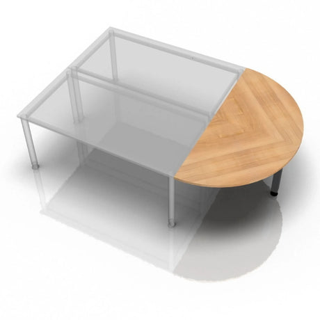Ansatztisch RA60 G / RA80 G / RA160 G mit einer Tischplatte in Nussbaum-Optik und silbernem Gestell von hjh OFFICE PRO