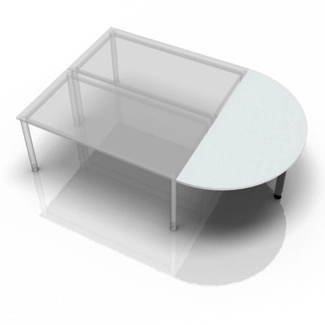Grauer Ansatztisch RA60 G / RA80 G / RA160 G mit einer halbkreisförmigen Tischplatte von hjh OFFICE PRO