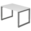 Höhenverstellbarer Schreibtisch REGO 12 G mit weißer Tischplatte und graphitfarbenem Gestell von hjh OFFICE PRO