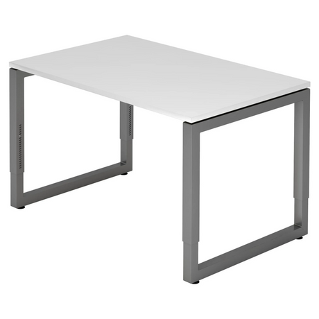 Höhenverstellbarer Schreibtisch REGO 12 G mit weißer Tischplatte und graphitfarbenem Gestell von hjh OFFICE PRO