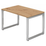 Höhenverstellbarer Schreibtisch REGO 12 S in Asteiche mit silbernem Metallgestell von hjh OFFICE PRO