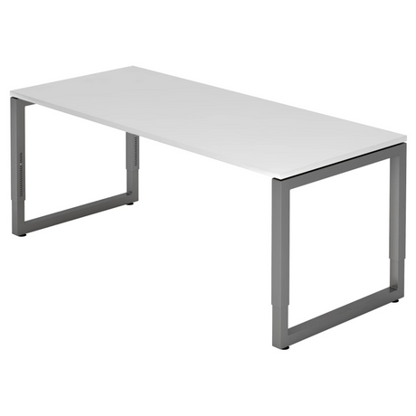 Höhenverstellbarer Schreibtisch REGO 19 G mit weißer Tischplatte und graphitfarbenem Gestell von hjh OFFICE PRO