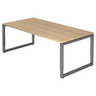 Höhenverstellbarer Schreibtisch REGO 2E G in Eicheoptik mit graphitgrauem Gestell von hjh OFFICE PRO