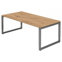 Höhenverstellbarer Schreibtisch REGO 2E G in Asteiche mit graphitfarbenem Gestell von hjh OFFICE PRO