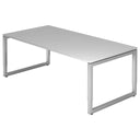 Höhenverstellbarer Schreibtisch REGO 2E S in Grau und Silber mit rechteckiger Platte von hjh OFFICE PRO