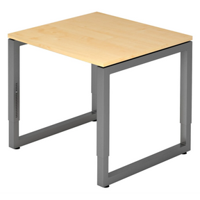 Höhenverstellbarer Schreibtisch REGO 8 G in Ahorn und Graphit mit quadratischer Platte von hjh OFFICE PRO