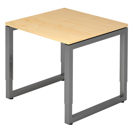 Höhenverstellbarer Schreibtisch REGO 8 G in Ahorn und Graphit mit quadratischer Platte von hjh OFFICE PRO