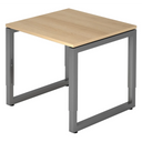 Höhenverstellbarer Schreibtisch REGO 8 G in Eiche und Graphit mit quadratischer Platte von hjh OFFICE PRO