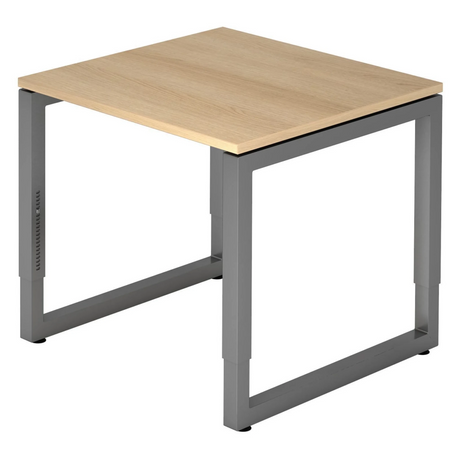 Höhenverstellbarer Schreibtisch REGO 8 G in Eiche und Graphit mit quadratischer Platte von hjh OFFICE PRO