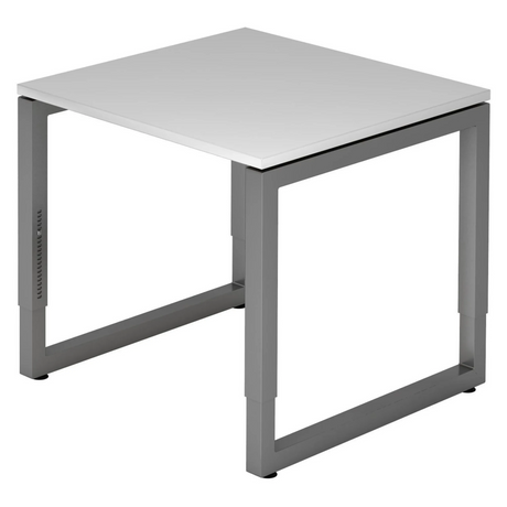 Höhenverstellbarer Schreibtisch REGO 8 G in Grau und Graphit mit quadratischer Platte von hjh OFFICE PRO