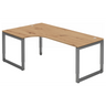 Höhenverstellbarer L-Schreibtisch REGO 82 G in Asteiche mit graphitfarbenem Gestell von hjh OFFICE PRO