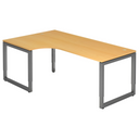 Höhenverstellbarer Schreibtisch REGO 82 G in Buche-Optik mit graphitfarbenem Gestell von hjh OFFICE PRO