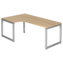 Höhenverstellbarer L-Schreibtisch REGO 82 S in Eiche-Optik mit silbernem Gestell von hjh OFFICE PRO