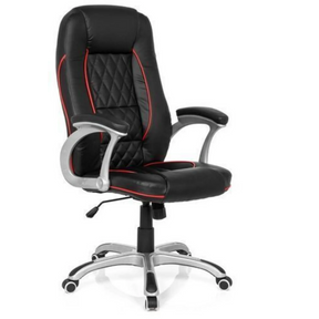 Gamingstuhl RELAX AB100 in Schwarz mit roten Zierstreifen und Steppmuster von MyBuero