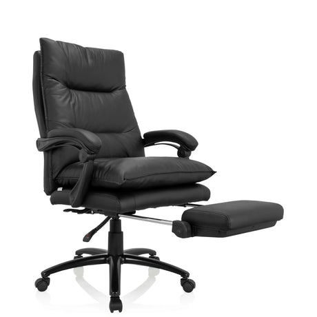Schwarzer Homeoffice Chefsessel RELAX CL 200 aus Kunstleder mit ausziehbarer Fußstütze von MyBuero