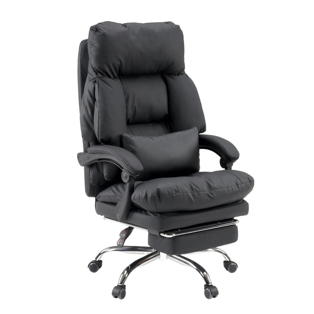 Schwarzer Homeoffice Chefsessel Relax Legoro mit ausziehbarer Fußstütze und Lendenkissen von MyBuero