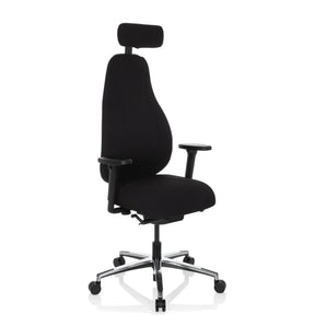 High-End-Bürostuhl RESISTIO mit schwarzem Bezug, Kopfstütze und Armlehnen von hjh OFFICE