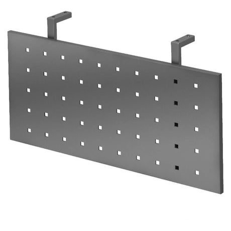 Graphitgraue Sichtblende RSI 12 G mit quadratischen Perforationen und zwei Halterungen von hjh OFFICE PRO